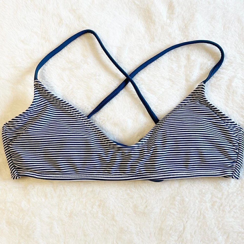 Xhilaration Blue and White Striped Bikini Top - Small